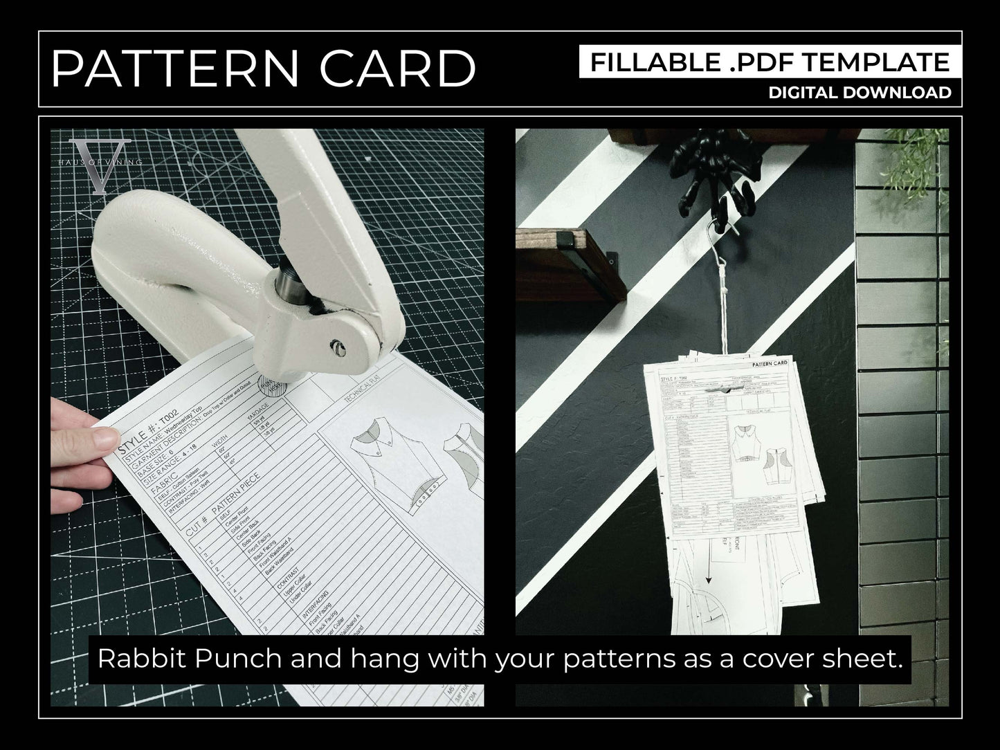 Pattern Card - Fillable Template for Apparel Industry Tech Packs (PDF DOWNLOAD)