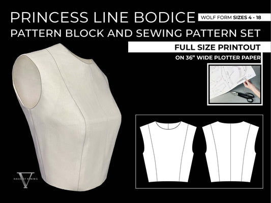 Wolf Form (Sizes 4-18) Princess Line Bodice Sewing Pattern and Pattern Block Set (PRINTED PATTERN)