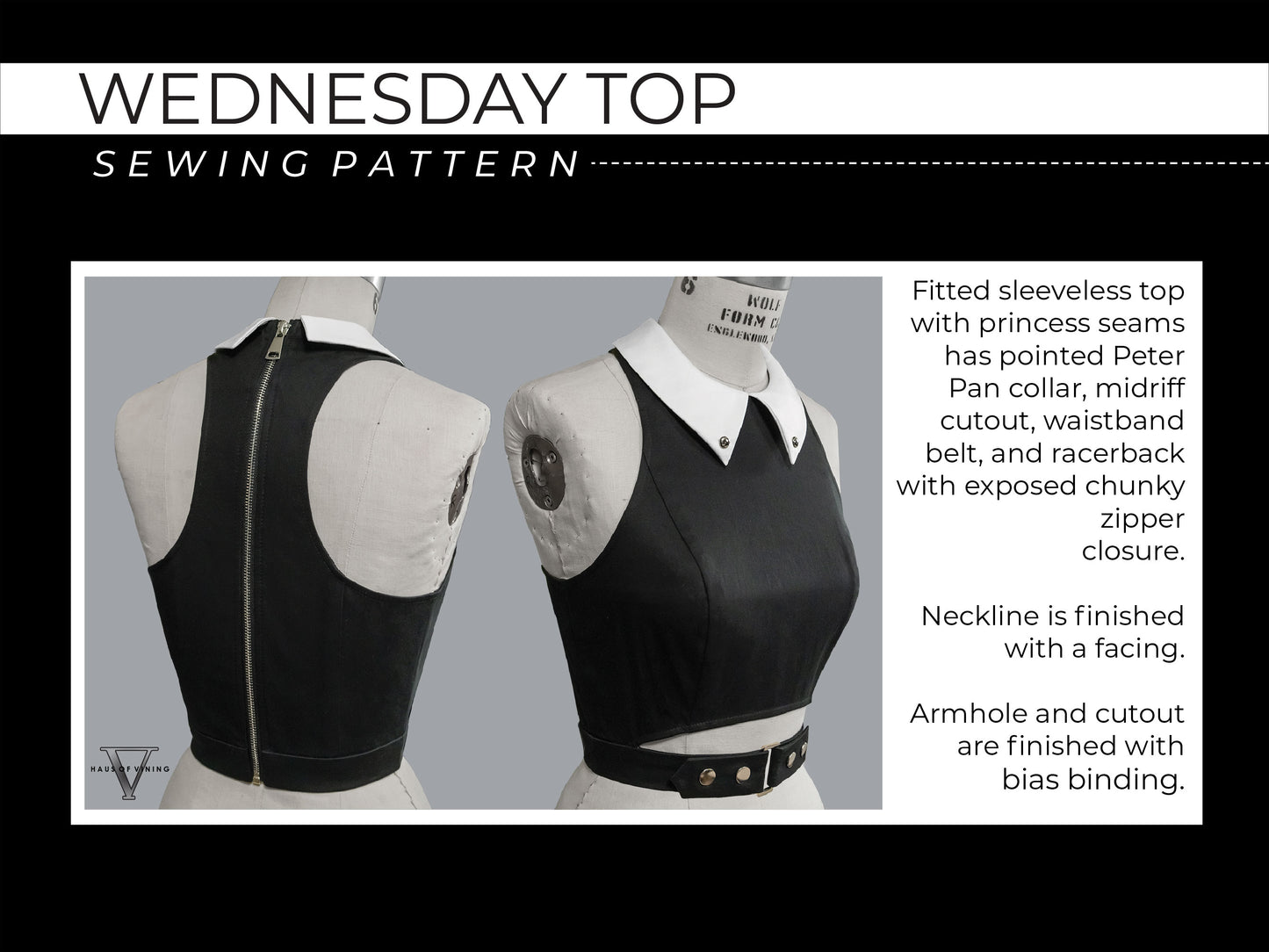 Wednesday Top Sewing Pattern (Sizes 4 - 18) - (PRINTED PATTERN) w/ Video Tutorial