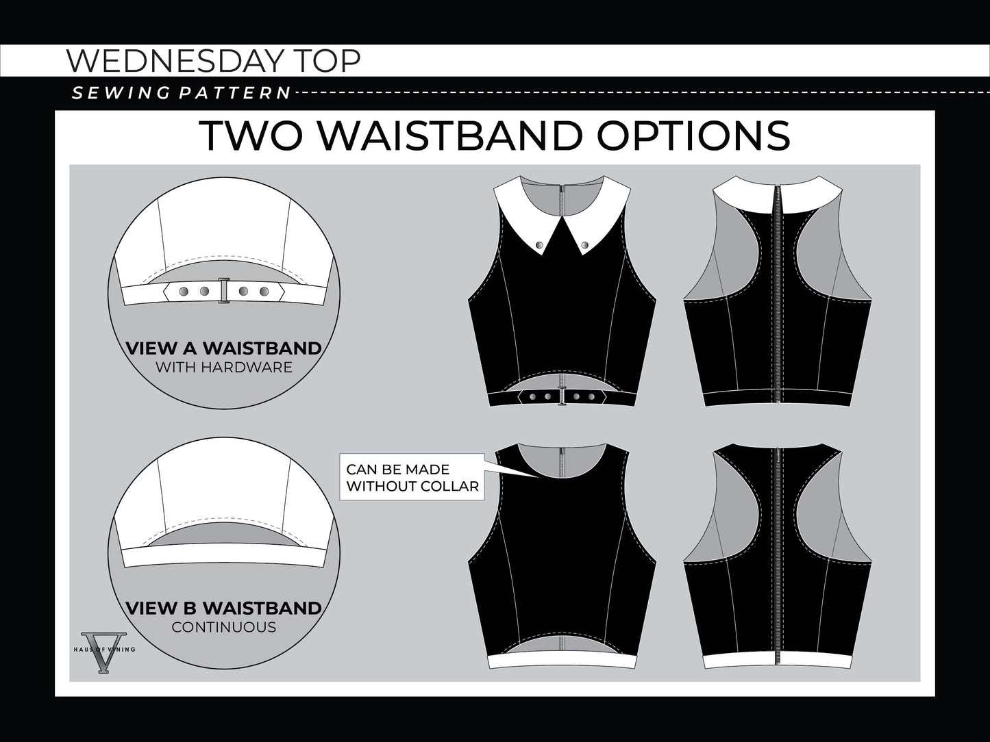Wednesday Top Sewing Pattern (Sizes 4 - 18) - (PRINTED PATTERN) w/ Video Tutorial