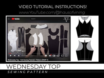 Wednesday Top Sewing Pattern (Sizes 4 - 18) - (PRINTED PATTERN) w/ Video Tutorial
