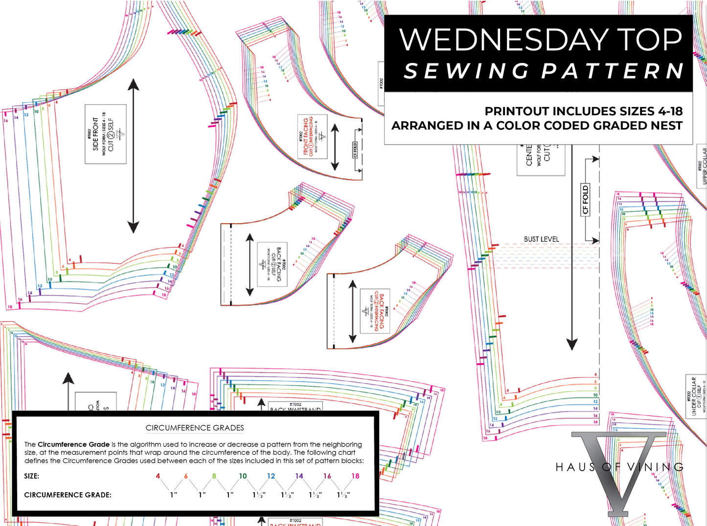 Wednesday Top Sewing Pattern (Sizes 4 - 18) - (PRINTED PATTERN) w/ Video Tutorial