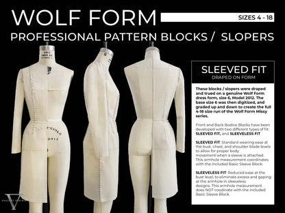 Wolf Form (Sizes 4-18) Basic Dress Pattern Blocks / Slopers (PRINTED PATTERN)