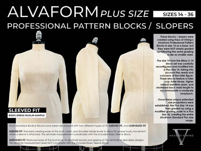 AlvaForm PLUS SIZE (Sizes 14-36) Basic Dress Pattern Blocks / Slopers –  HAUS OF VINING